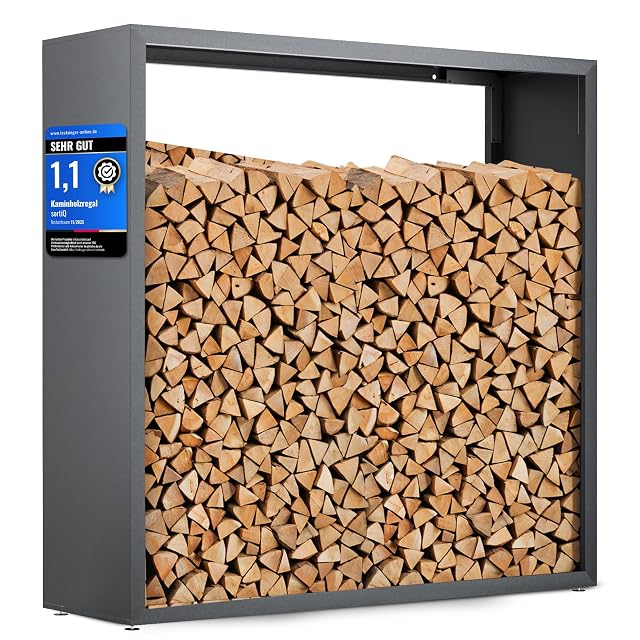 Ein modernes feuerverzinktes und pulverbeschichtetes Metall-Holzregal mit 170 mal 165 Zentimetern